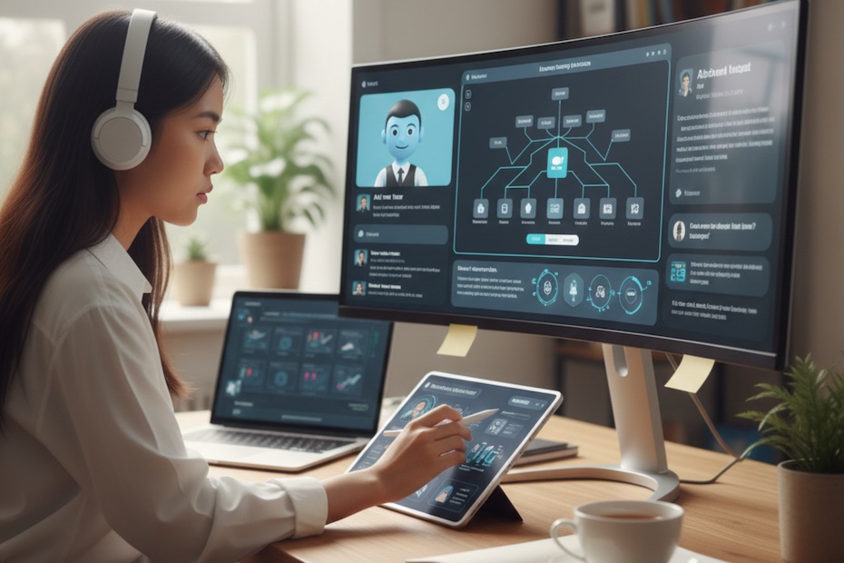 Student engaging with AI-powered learning tools on a digital platform